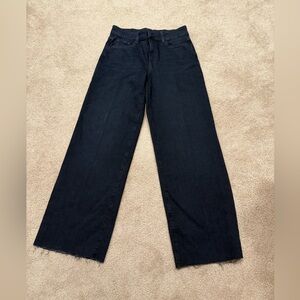 PAIGE Dark Blue Wide-Leg Jeans